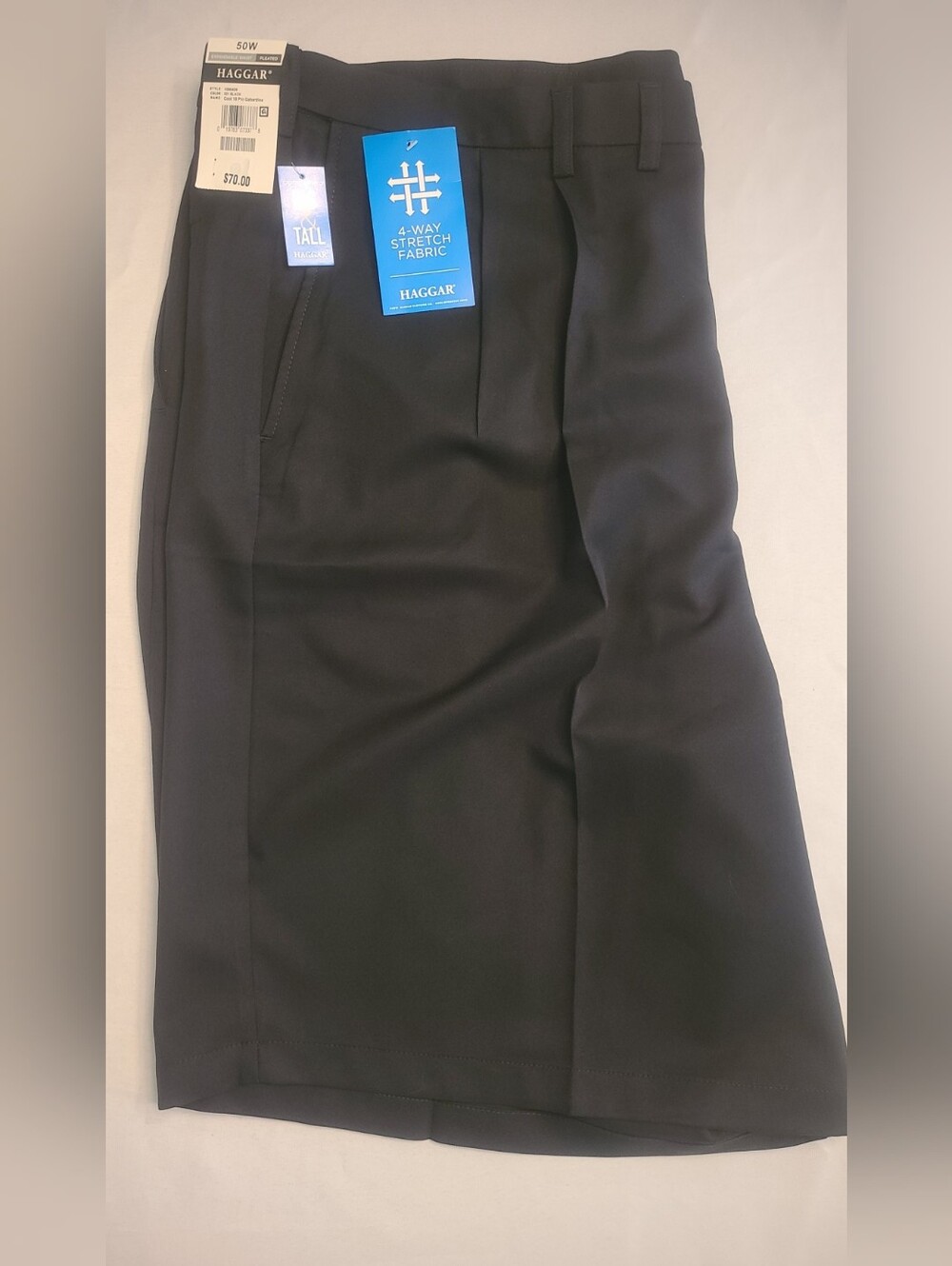 Men's Haggar Black Cool 18 Pro Pleated Shorts.  NWT!
